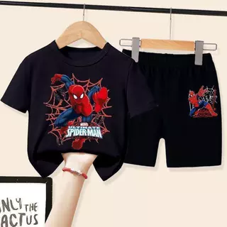 【จัดส่งไทย】2ชิ้น BOBชุดบอดี้สูทแขนสั้นลายสไปเดอร์แมนสำหรับเด็ก ไซส์กลางและใหญ่ ดีไซน์ทันสมัย ​​สำหรับเด็ก ชุดกีฬาฤดูร้อน