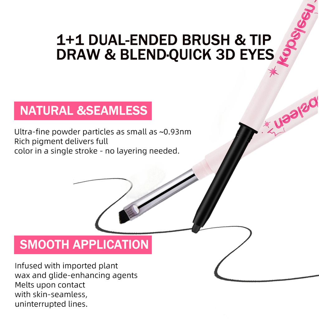 KOREMAZ อายไลเนอร์เจลสองหัวสีเข้มข้น, Payoff กันน้ํารอยเปื้อน Smooth Glide เคล็ดลับที่แม่นยําสําหรับ Bold Defined Eyes ที่ติดทนนานตลอดวัน - รูปที่ 2