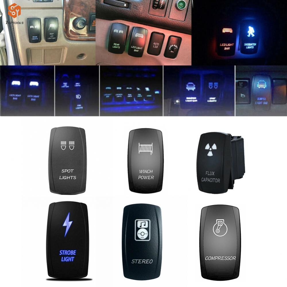 5 Pin On Off Rocker Switch Blue LED 20 Amp 12 โวลต์สําหรับรถยนต์รถบรรทุกและเรือ