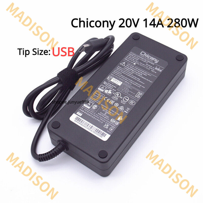 Chicony 20V 14A 280W USB AC Power Adapter สําหรับ MSI Raider GE78 GE76 WE76/Vector GP76/Raider 2 GE6