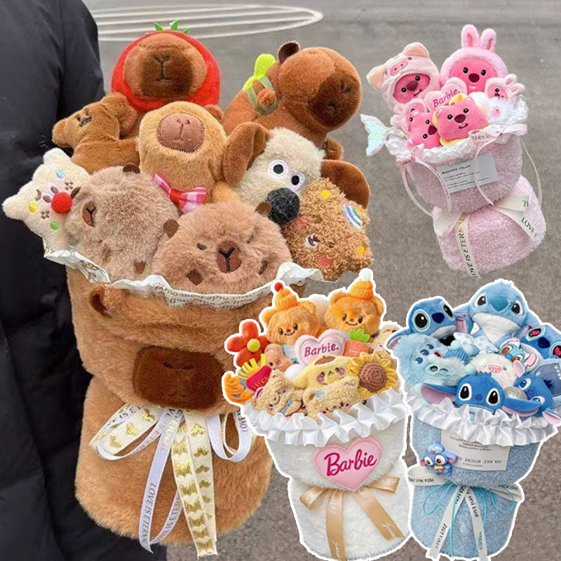 capybara ช่อดอกไม้ ตุ๊กตาช่อดอกไม้ น่ารัก มีหลายสไตล์ให้เลือก ของขวัญปีใหม่ วาเลนไทน์ รับปริญญา