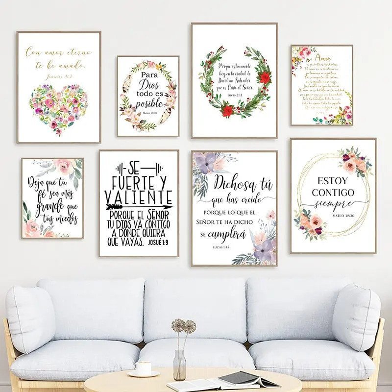 สเปน Bible Verse พิมพ์ Love is Kind 1 Corinthians 13 ป้ายอ้างโปสเตอร์ Scripture Wall Art สําหรับตกแต