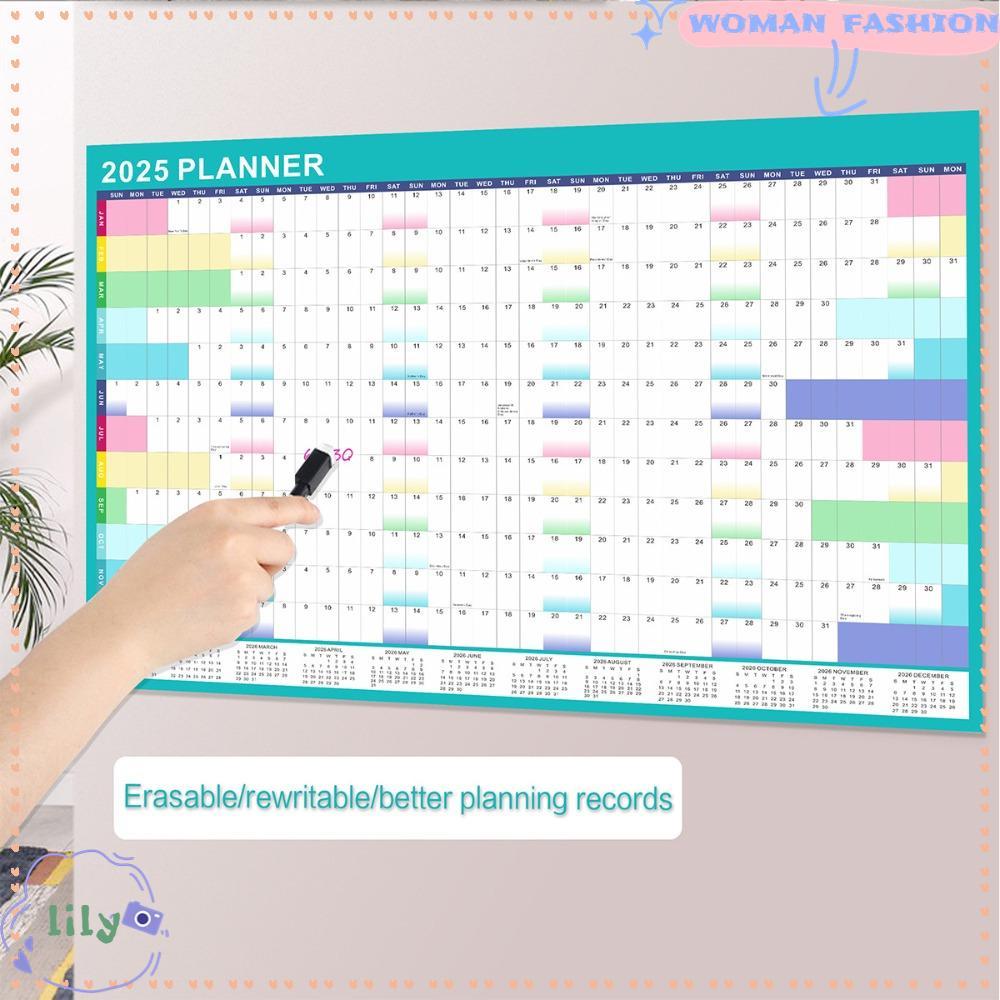 LILY Planer Wall Calendar, แผนแขวนอเนกประสงค์ปฏิทินรายวัน, กระดาษ Memo Pad 2025 Planner Digital Sche