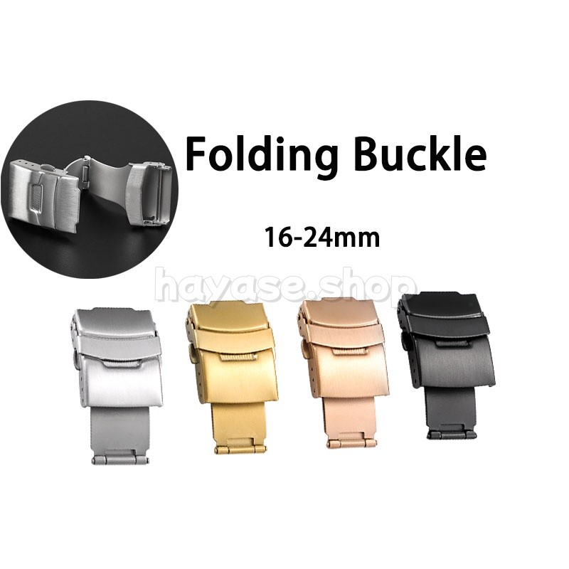หัวเข็มขัดพับสากล16-24มิลลิเมตร304สแตนเลสคู่คลิกจับมือสําหรับสายนาฬิกาข้อมือนาฬิกาการเชื่อมต่อสําหรับ ไซโก้ สําหรับหนังซิลิโคนไนล่อนโลหะ