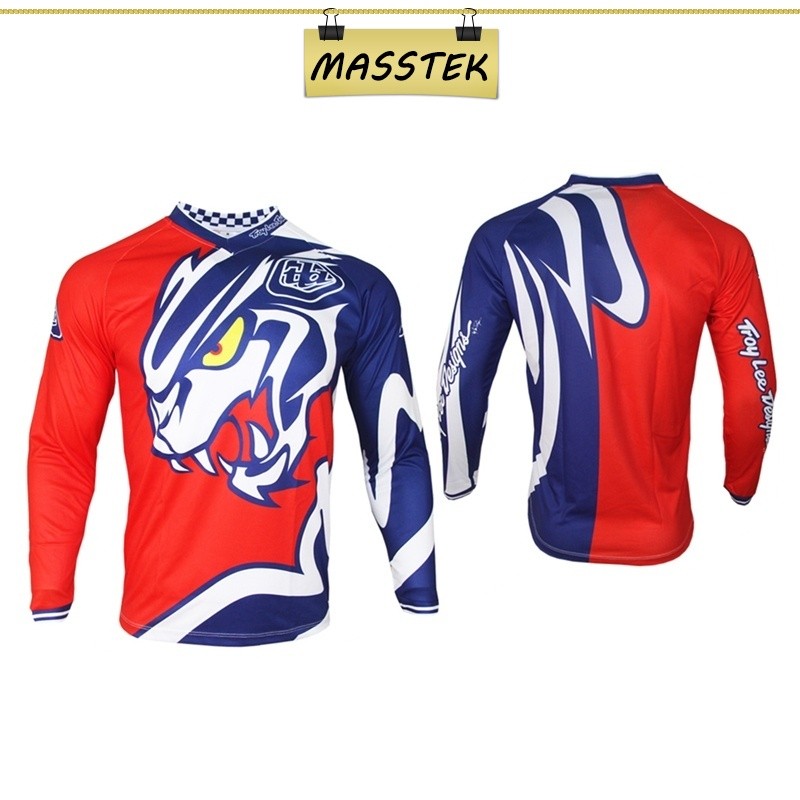 MASSTEK Red Tiger Downhill Jersey คอแขนยาว สไตล์กีฬาสำหรับกลางแจ้งและขับรถจักรยานยนต์ APL914