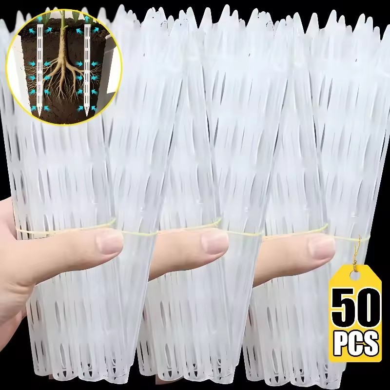 10-50ชิ้นพืชรากท่อระบายอากาศ,ดินเติมอากาศหลอดที่มีการออกแบบโปร่งใส,ระบบระบายน้ํานํามาใช้ใหม่สําหรับทําสวนในร่ม,ป้องกันปุ๋ยเผา,30เซนติเมตรความลึกสูงสุด