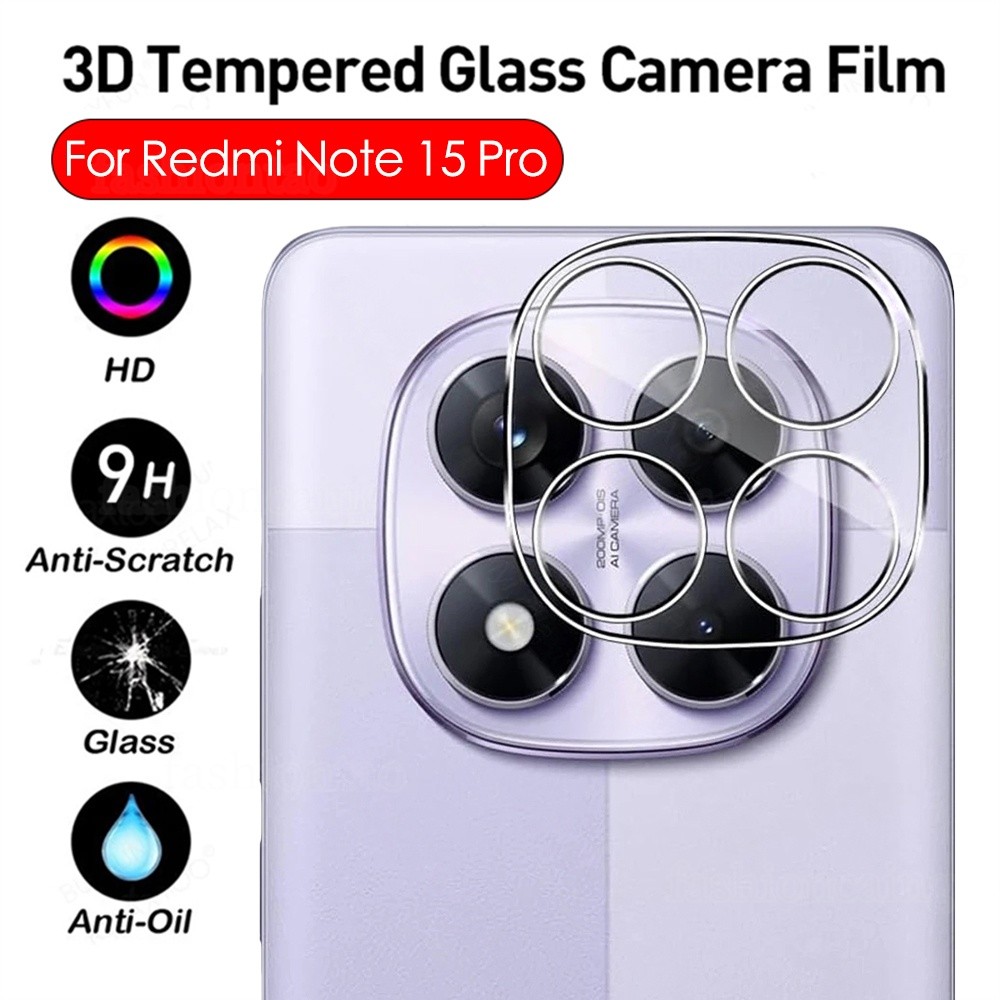 สําหรับ Note15Pro 2025 3D เลนส์กล้องกระจกนิรภัยคลุมทั้งหมดป้องกันฟิล์มสําหรับ Redmi หมายเหตุ 15 Pro Plus 15Pro + 15Proplus 1 5 Note15 Pro Note15Pro + Note15ProPlus 4G 5G