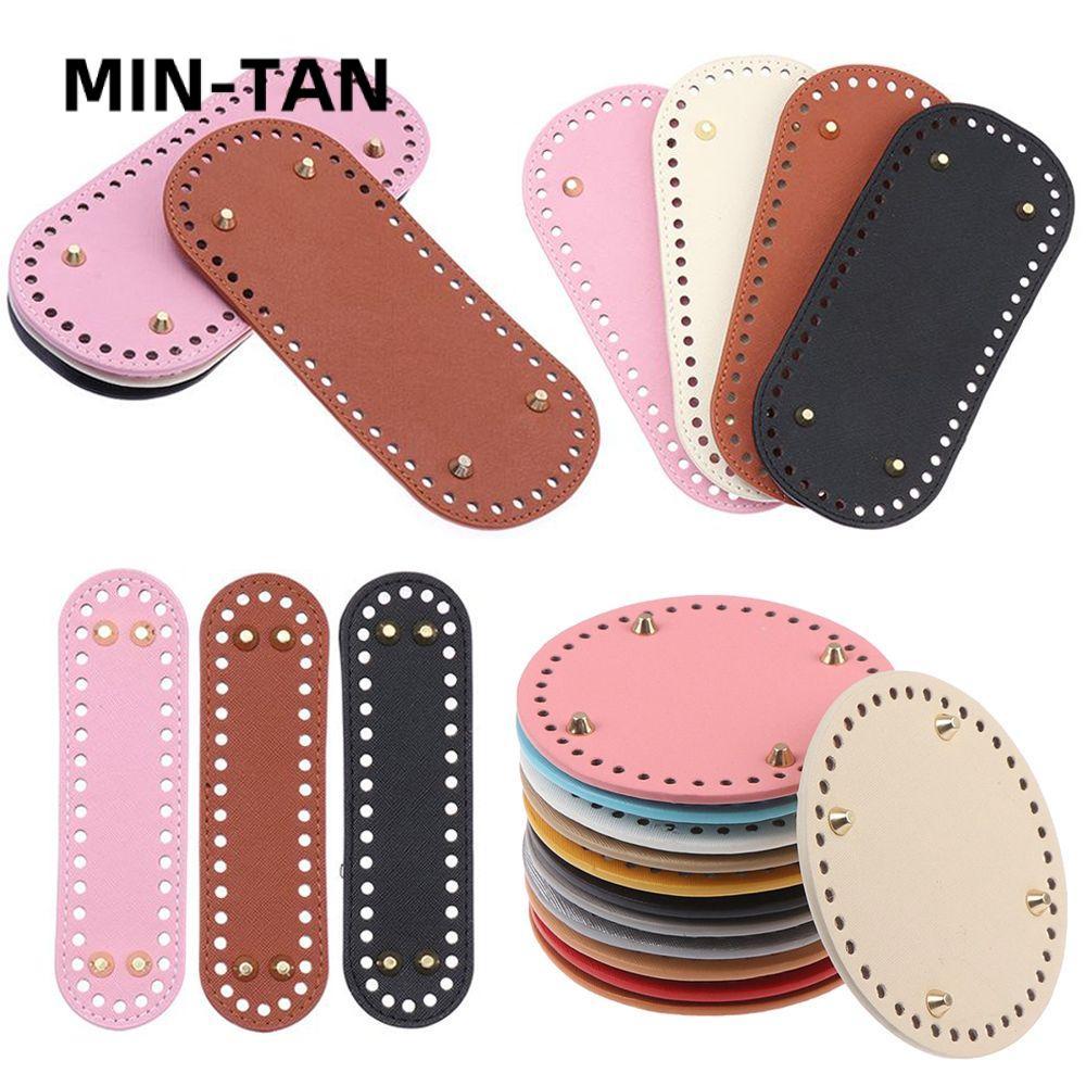 MIN-TAN กระเป๋ายาวด้านล่างโครเชต์กระเป๋า DIY ที่มี 52 หลุม วัสดุหนัง PU