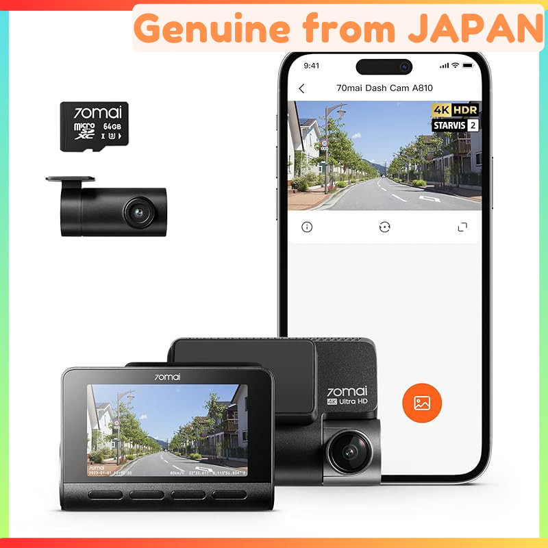 70mai Dash Cam A810 4K UHD Dual Front & Rear Camera, Sony IMX678 with STARVIS 2, HDR & Ultra Night V