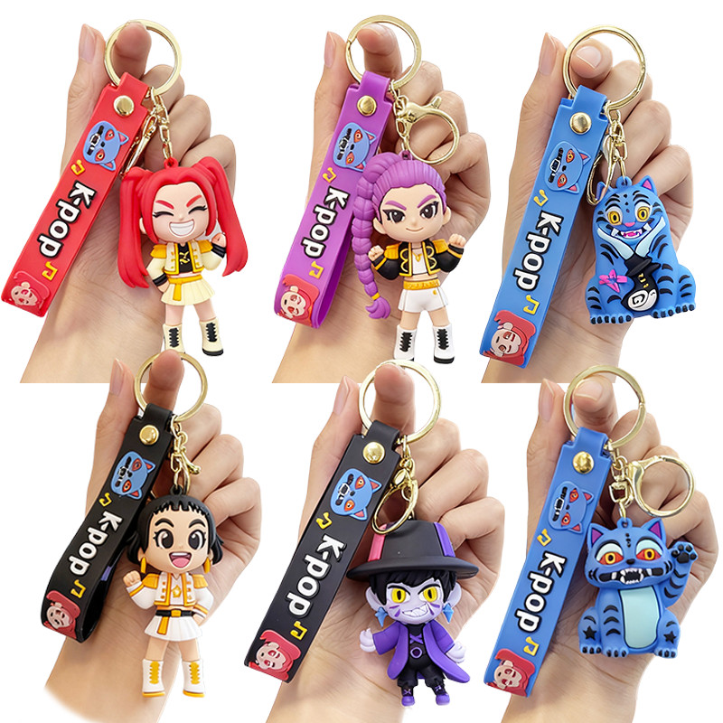 พวงกุญแจ KPop Demon Hunters Action Figure Rumi Zoey Mira จี้เครื่องประดับ 6 ชิ้นพวงกุญแจคอลเลกชันของเล่น