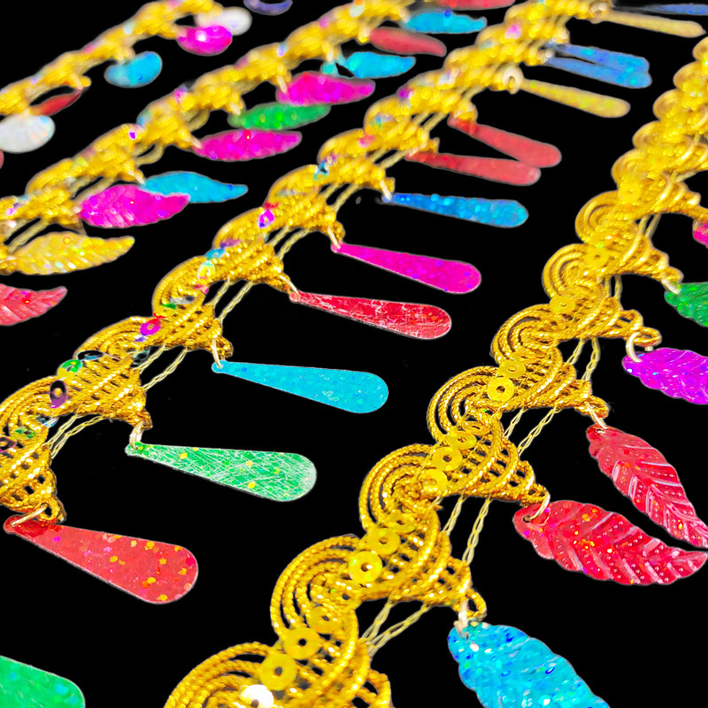 ลูกไม้ตัดริบบิ้น1หลาสีทองสําหรับจักรเย็บผ้าชุดเสื้อผ้าชายแดนผ้าปักวัสดุงานแต่งงานเย็บปักถักร้อย0.91เมตร - รูปที่ 3