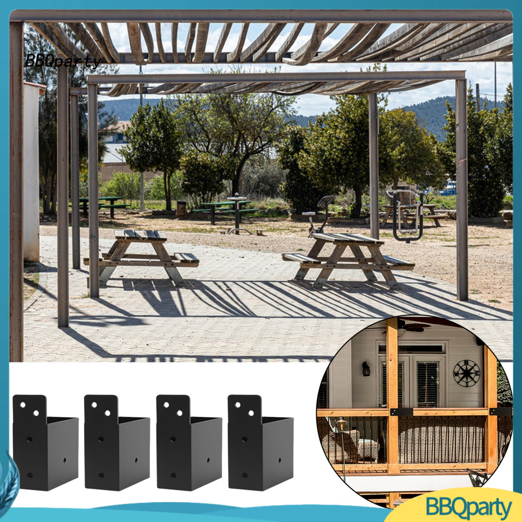 <BBQ> Pergola Connector Brackets ผงเคลือบ Pergola ฮาร์ดแวร์ติดตั้งง่าย Deck Railing Brackets ชุดพร้อ