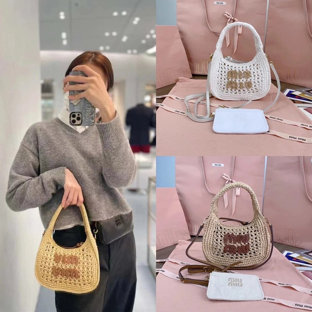 MiuMiu 2024 กระเป๋าถือ Mumu แบบใหม่ ดีไซน์กระเป๋าเสี้ยวและกระเป๋าโฮโบ จากวัสดุพิเศษ