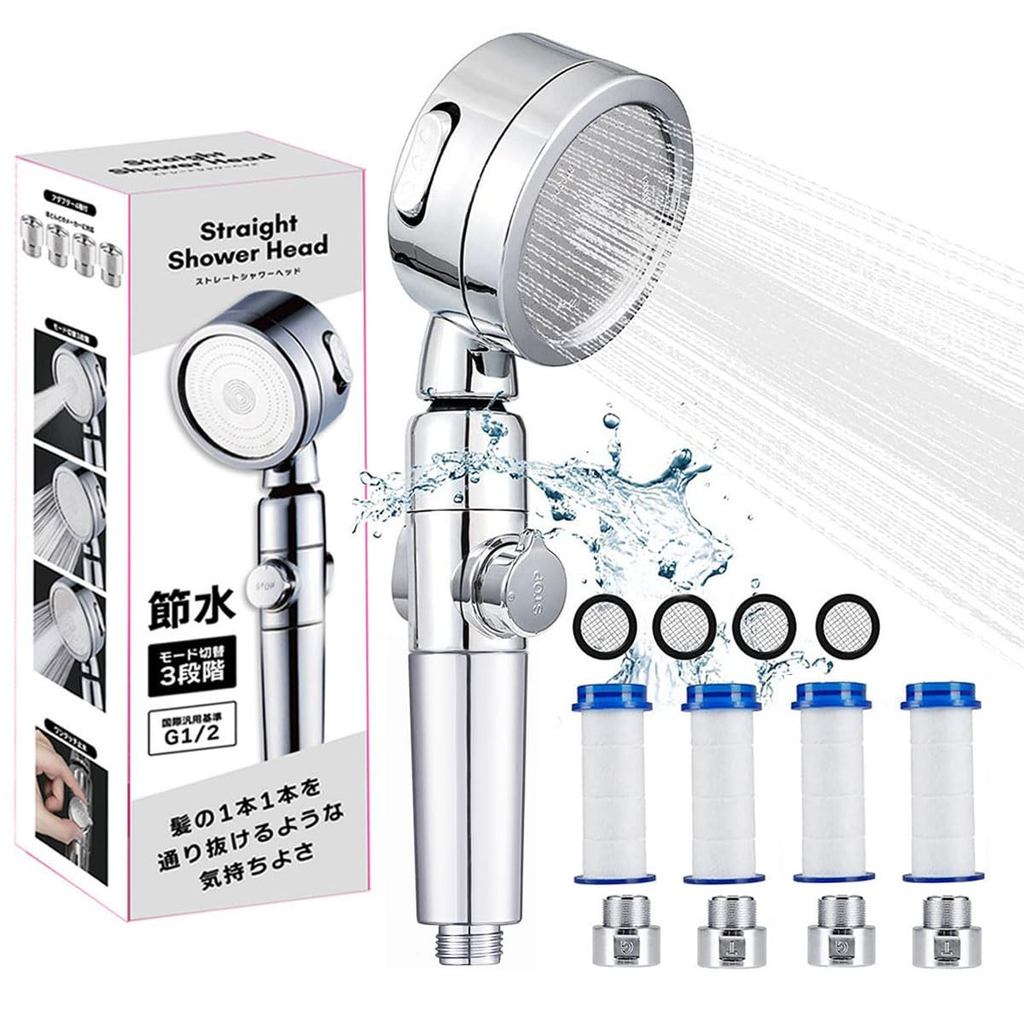 Nano Bubble Water-Saving Shower Head — 3 Spray Modes, 360°/48° Adjustable, SUS304, G1/2, Chlorine-Ca