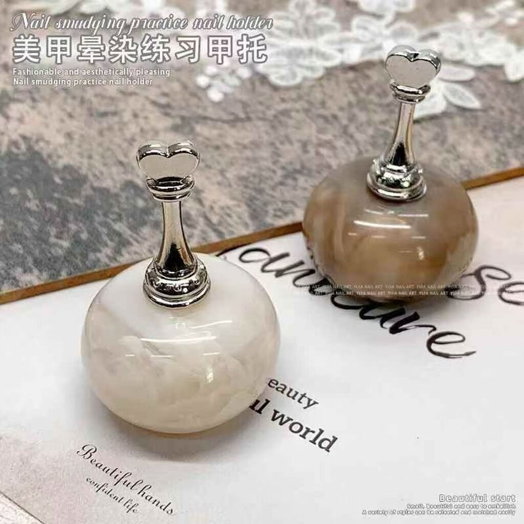 (ทรงกลมลายหินอ่อน) แท่นวางฝึกทำเล็บ ฐานแม่เหล็ก Cute Magnetic Nail Training Stand