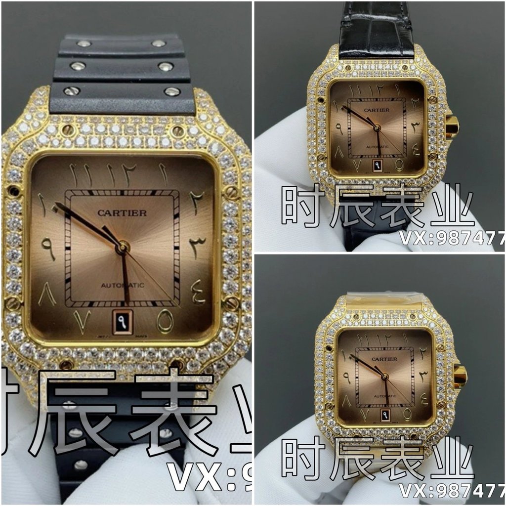 THB/AF Santos ตะวันออกกลางนาฬิกาเพชรเต็มอบเข็มสีฟ้าผู้ชาย 39.8mmx47.5 มม.ความหนา: 9.08 มม.ผู้ชาย/ผู้