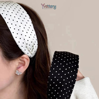 ร้านค้าไทย🔥ที่คาดผมปีกกว้างสไตล์เกาหลี สีดำและสีขาวลายจุด หว…