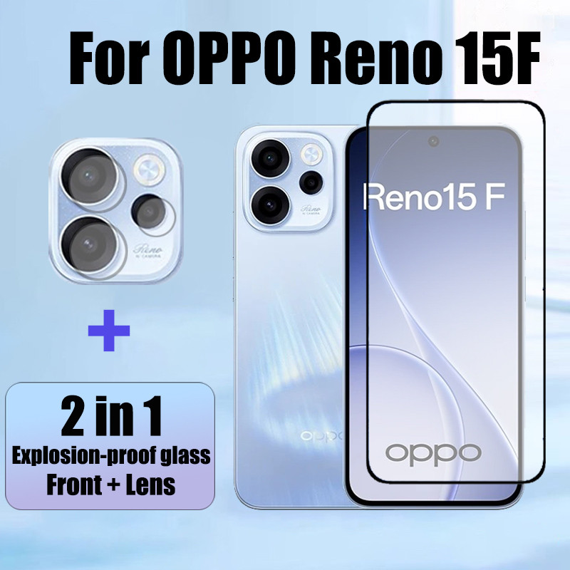 2 in 1 ฟิล์ม Reno 15F 5G กระจกนิรภัยป้องกันหน้าจอสําหรับ OPPO Reno 15 Pro 14 13 13F 12 12F 11F Pro 5G HD Anti-impact Glass ฟิล์ม กันรอยหน้าจอ สำหรับ ฟิล์มกระจก & ฟิล์มกล้อง