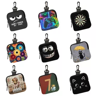 QUIBLO กระเป๋าใส่เหรียญ, Mini Water-resistant Wallet,อินเทรนด์ทนทาน PVC Cat Football Mouse Zipper Storage Bag Friends Gift