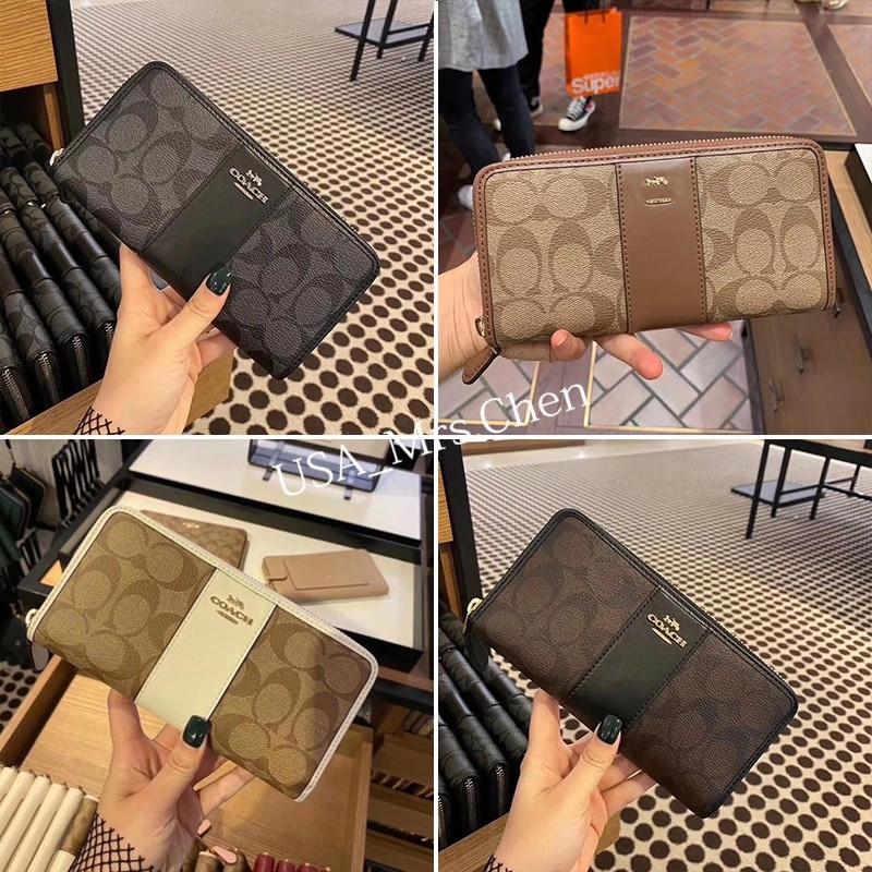 ACCORDION ZIP WALLET F52859 ผู้หญิง คลิปหนีบยาว กระเป๋าสตางค์ กระเป๋าสตางค์ยาว หนังแท้