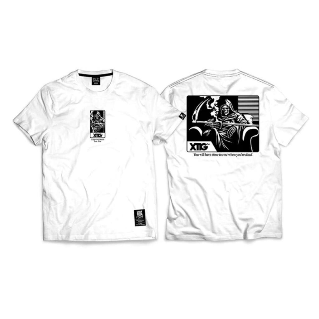 2026时尚 2026(ในสต็อกในพื้นที่) "TIME TO REST-WHITE" - StreetShort คอกลม CottonPrinted เสื้อยืด Unisex