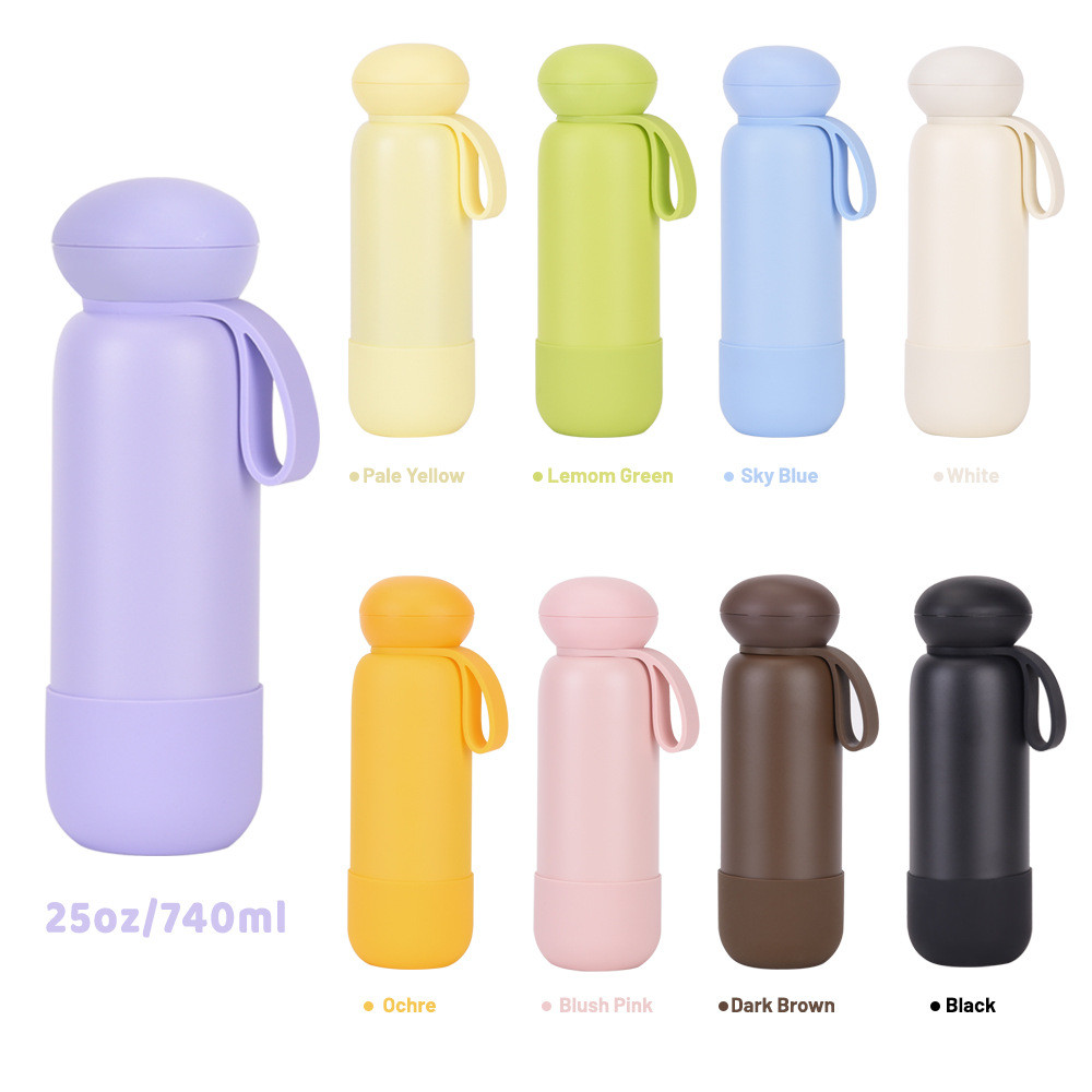 ขวดสปอร์ต 740ml แบบ DIY Color ใหม่ปี 2026 สแตนเลส 304 เก็บความเย็นนาน มีหูหิ้วพกพาง่าย