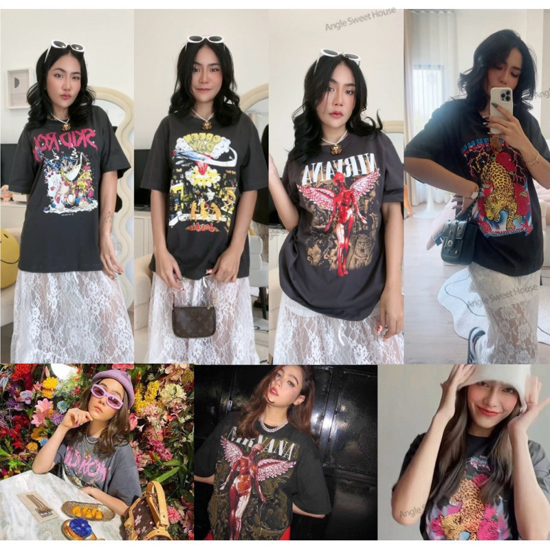 (จัดส่งตลอด 24 ชั่วโมง）Angle Official  พร้อมส่ง รวมเสื้อยืดโอเวอร์ไซส์ รุ่นดารา ตัวแม่ ตัวมัม วินเทจวินใจ ผ้าคอตตอล