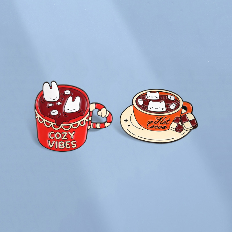 Pin กระต่ายแมวและ Lapel Badge แบบโคซี้ไวบส์ พร้อมกระเป๋าเป้ อุปกรณ์เสริมสำหรับมอบเป็นของขวัญให้เพื่อน