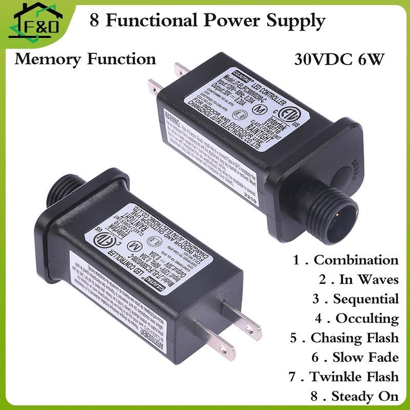 F&O AC 120V ถึง 30VDC 6W 8 ฟังก์ชั่น SELV LED Lamp Driver US Plug Adapter IP44 กันน้ําเลเซอร์แสงยุโร