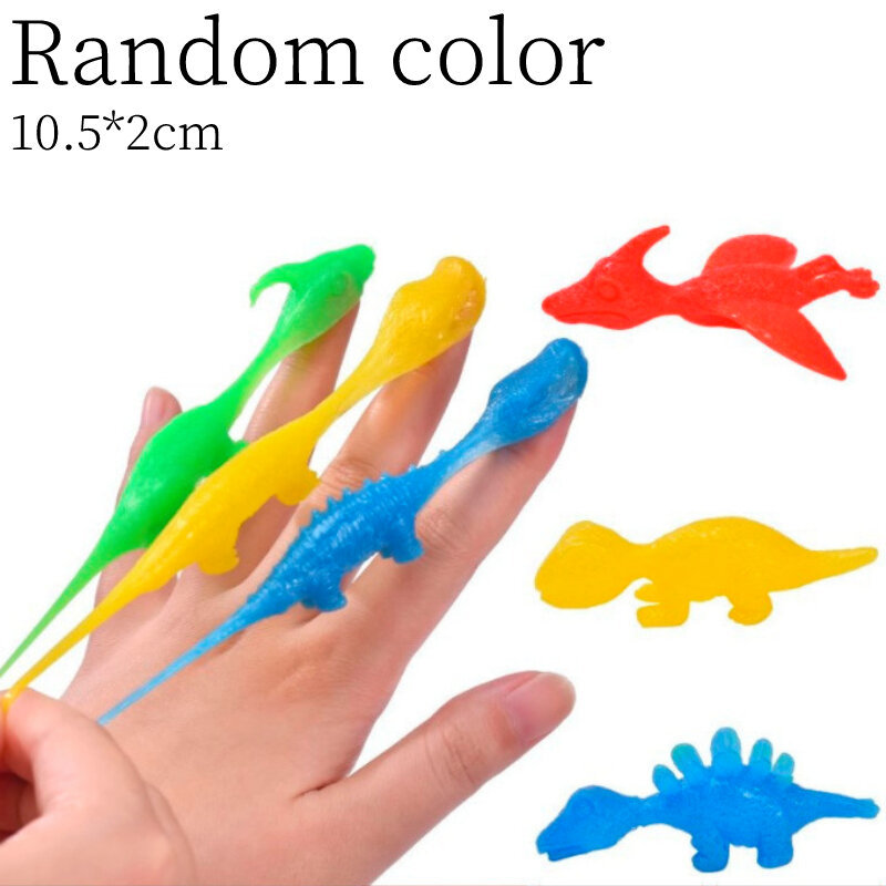 10 ชิ้น Sticky ยืดไดโนเสาร์ Finger Launcher Wall ความเครียดบรรเทาของเล่นแปลกใหม่สําหรับเด็กของขวัญวันเกิด