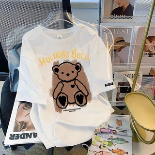 (จัดส่งตลอด 24 ชั่วโมง)Woo Right ใหม่ เสื้อยืดแขนสั้น ผ้าฝ้าย 100% สไตล์เกาหลี ทรงหลวม พิมพ์ลาย 36