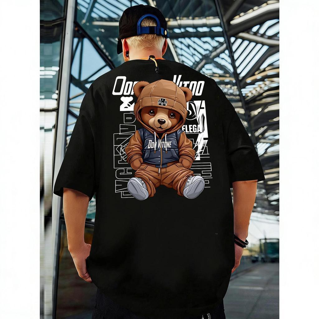 Top.basic🔥เสื้อยืดแฟชั่น Oversize ผ้าคอตตอน  ลาย “BEAR VITONE” สไตล์ลำลอง คอกลม แขนสั้น ผ้านุ่มสบาย ไซส์ S-3XL