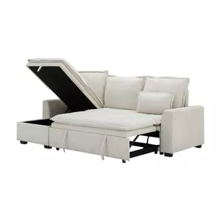 INDEX LIVING MALL โซฟาเบดผ้า L-shape รุ่นโดมิโกะ - สีเบจ