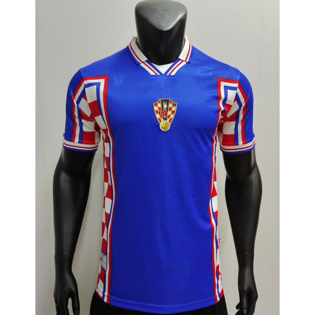 เสื้อ f1 เสื้อบอลไทย เสื้อทีมเยือนโครเอเชีย1998เสื้อวินเทจเสื้อฟุตบอลแขนสั้นชุดฟุตบอลไทย football je