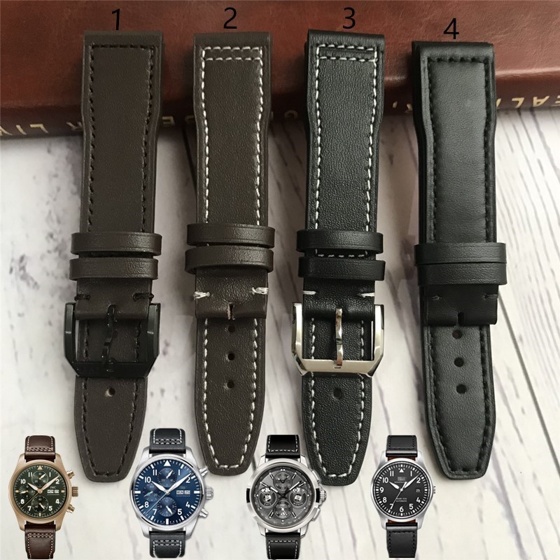 4/6✈IWC Pilot Watch Strap อะแดปเตอร์ผู้ชายหนังแท้ IWC Bronze Spitfire Mark Eighteen 18 Little Prince