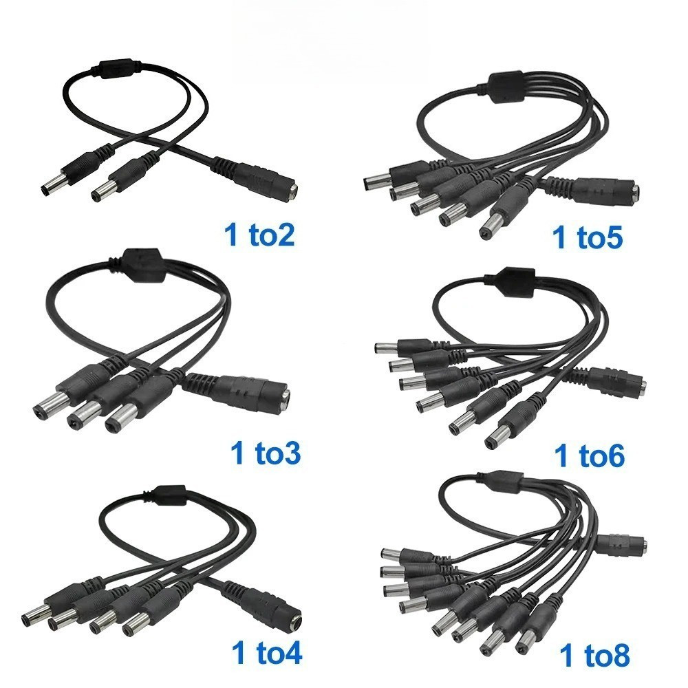 24H 发货DC12V Splitter สายไฟ 1 หญิง 2 3 4 5 6 8 ชาย Y รูปร่างเชื่อมต่อลวด 2.1 มม.* 5.5 มม.แยกสําหรับ L