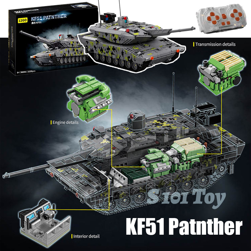 KF51 Panther Battle Tank Building Blocks, Remote Control DIY Assembly Bricks, Fun Toy Gift for Boys