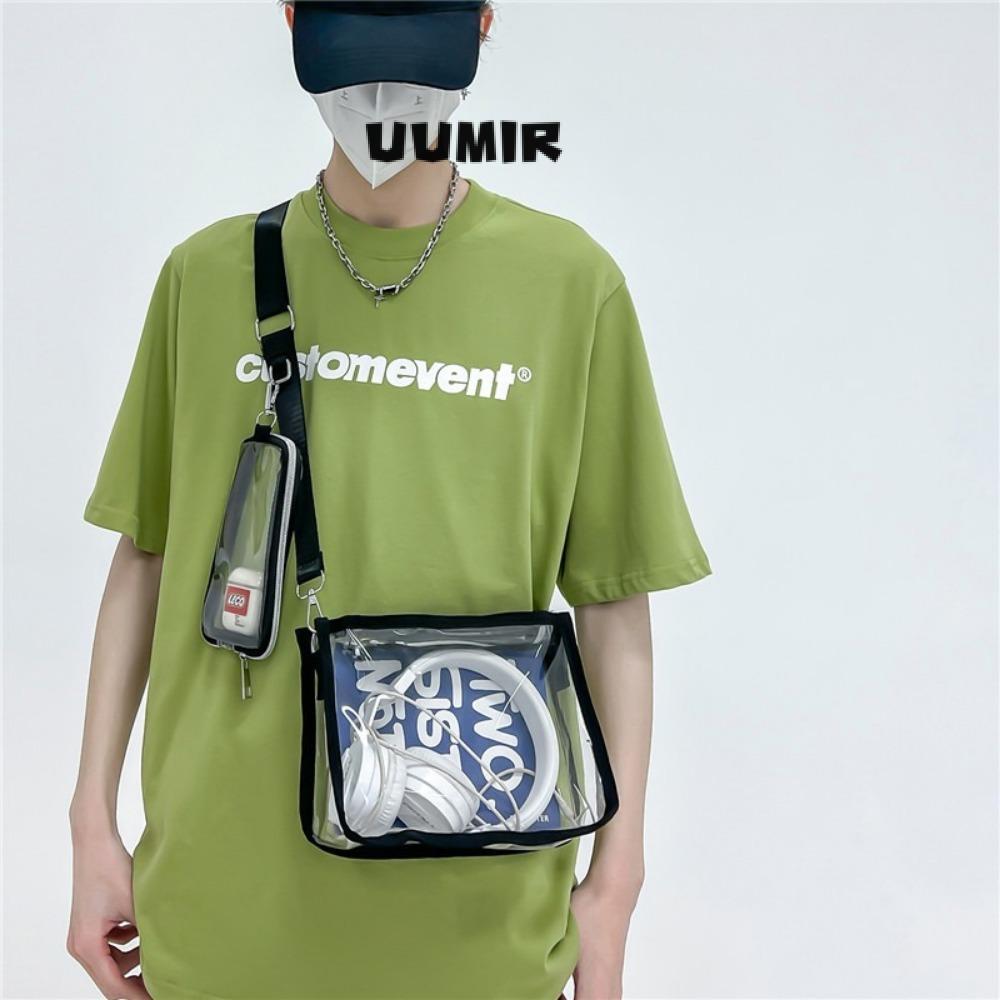 UUMIR กระเป๋าสะพายข้าง, สายสะพายไหล่ปรับได้ PVC Jelly กระเป๋าสะพาย, กระเป๋าคู่ใสลําลองชายหญิง