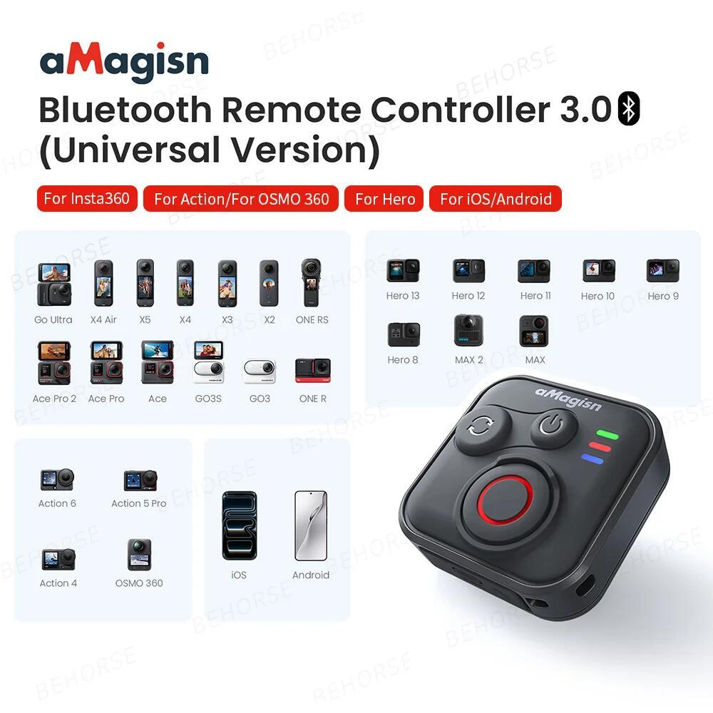 Go Ultra 3.0 Universal รุ่นบลูทูธรีโมทคอนโทรลสําหรับ DJI OSMO 360/Action 6/5 Pro/4,ตัวควบคุมไร้สายสําหรับ Insta360 X5/X4 Air/Ace Pro2/Hero 13/12/Max กล้องอุปกรณ์เสริม