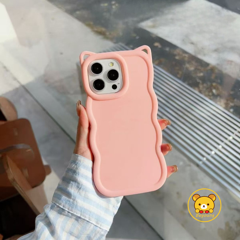 SAMSUNG 3D Waveหูแมวเคสโทรศัพท์สําหรับSamsung Galaxy A12 M12 F12 A11 M11 A10 A10S A02 A02S M02S A22 