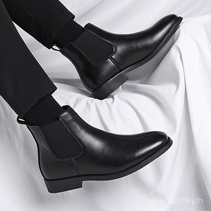 การประกันคุณภาพ Men Chelsea Boots Leather Dress Boots Slip On NPJD