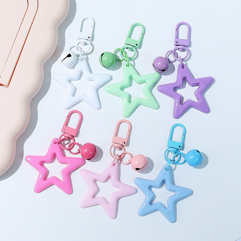 สีสัน Hollow Out อะคริลิค Five Pointed Star จี้พวงกุญแจกระเป๋านักเรียน Ins เครื่องประดับจี้เครื่องประดับอุปกรณ์เสริม Charms โทรศัพท์