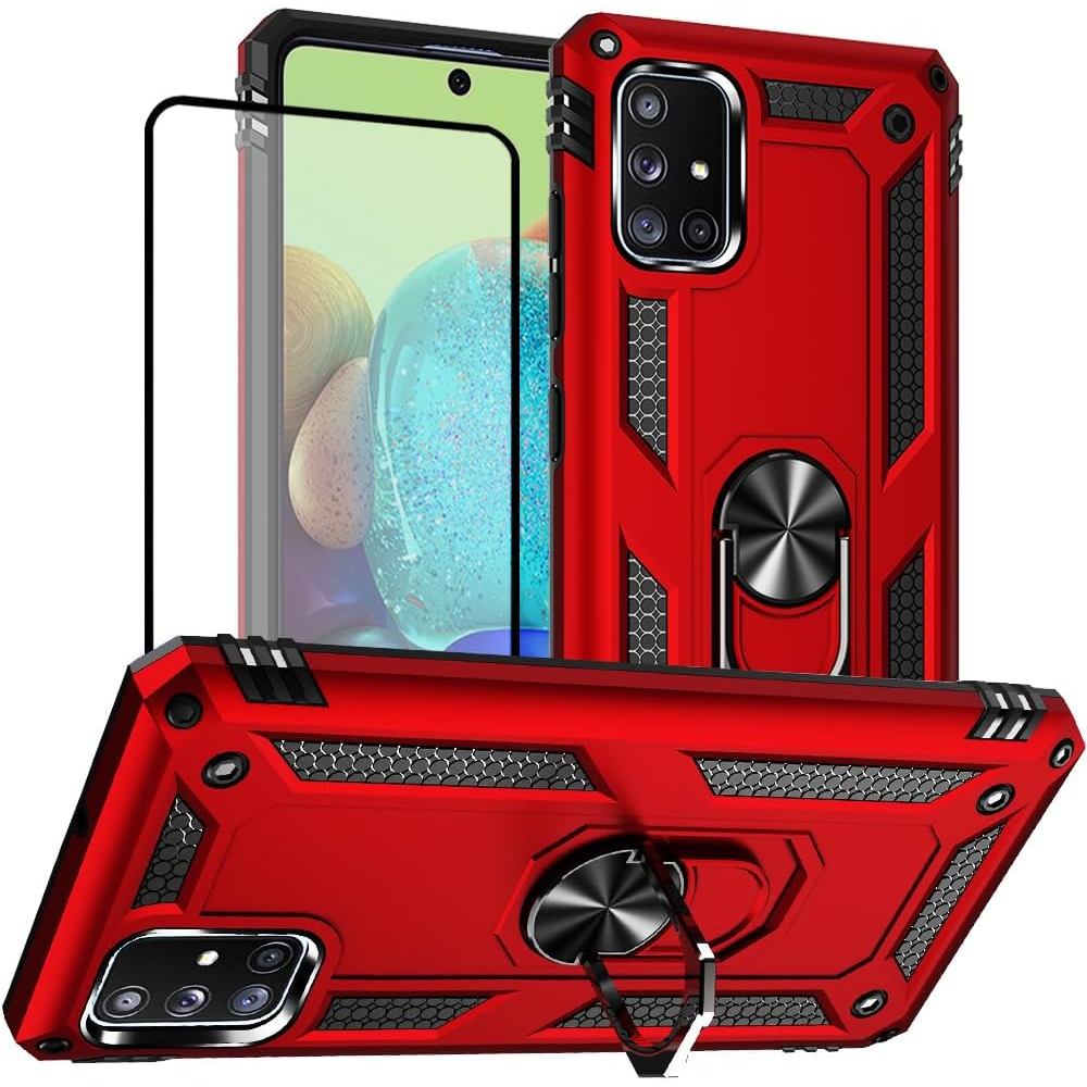 เคส A71 5G, เคสโทรศัพท์ A71 5G พร้อมตัวป้องกันหน้าจอ, เคสป้องกันเกรดทหารพร้อมแหวนสําหรับ Galaxy A71 