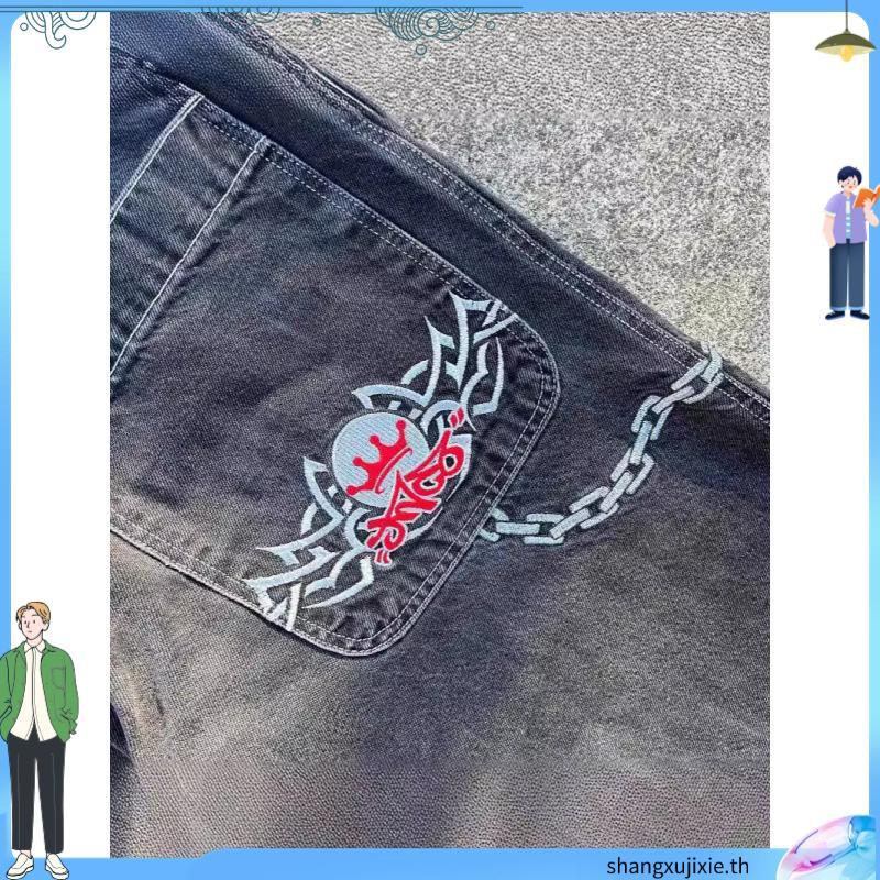 JNCO American Retro Street Hip-Hop กางเกงยีนส์ตรงผู้ชายแฟชั่น Casual All-Match ล้างกางเกงยีนส์202512