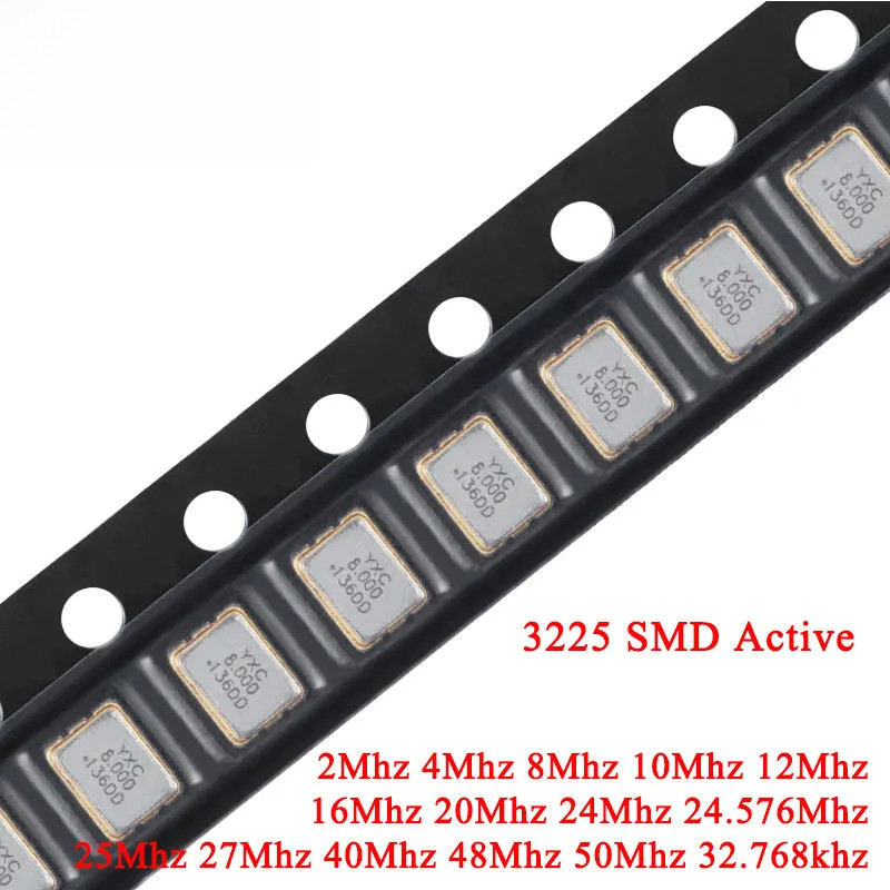 5 ชิ้น 3225 SMD Active คริสตัล Oscillator 2Mhz 4Mhz 8Mhz 10Mhz 12Mhz 16Mhz 20Mhz 24Mhz 25Mhz 27Mhz 3