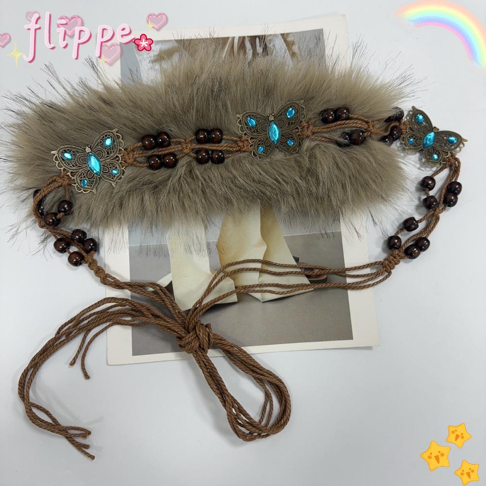 เข็มขัดแฟชั่นขน faux fur ออกแบบหรูหราในสไตล์ยุค Y2K อเนกประสงค์และเหมาะกับการแต่งตัวในสไตล์โบฮีเมียน