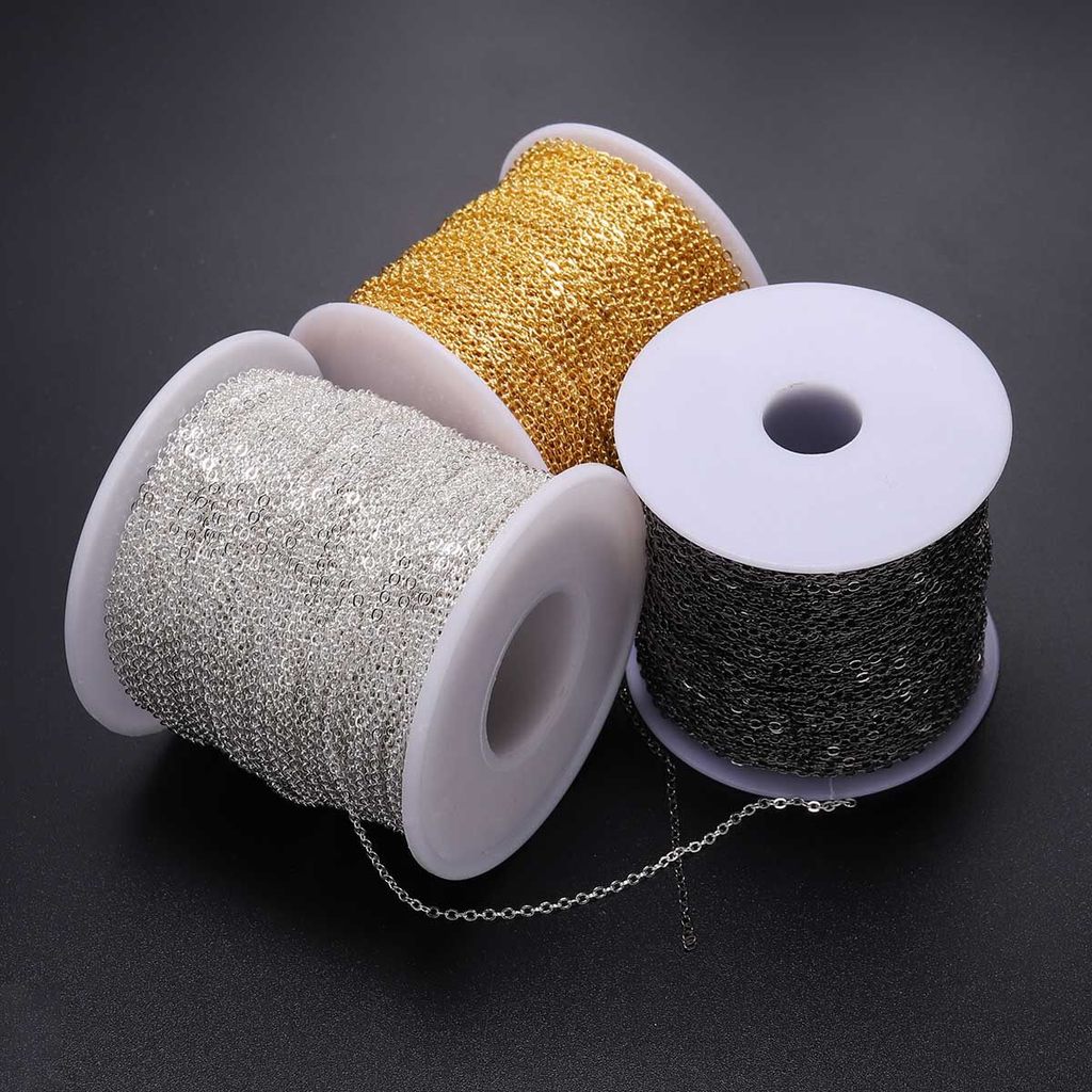 สร้อยคอโซ่ โซ่เล็ก โซ่ขยายสีเงิน สีทอง สําหรับทําเครื่องประดับ DIY 2-5 เมตร กว้าง 1.5 มม. จัดส่งจากไทย