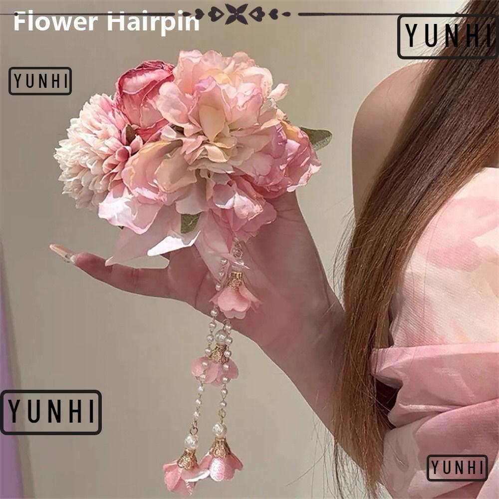 กิ๊บติดผม Hanfu สไตล์จีน แบบโบราณ มีลายดอกไม้สีสันสดใส เหมาะสำหรับเครื่องประดับผม