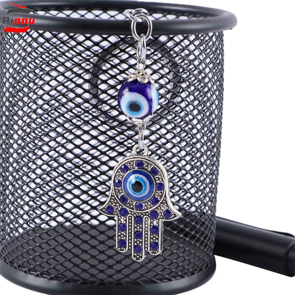 PINOU Fatima Hand Pendant Fashion Car Keyrings Key Holder Amulet Blue Evil Eye