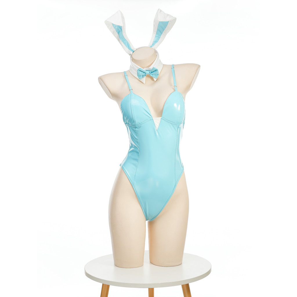 ชุด Cosplay Asuka สไตล์อนิเมะและเกม หนังกระต่ายเคลือบเงางาม สำหรับคอสเพลย์